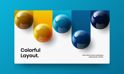 Fresh company cover design vector template. Original 3D spheres front page layout.