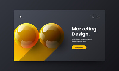 Isolated 3D spheres site template. Simple corporate identity design vector illustration.