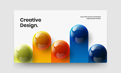 Vivid 3D balls banner template. Unique catalog cover vector design concept.