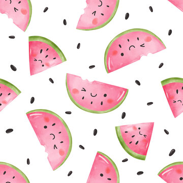 Draw seamless pattern watermelon slices For summer