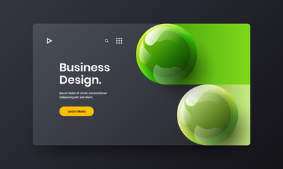 Colorful website screen vector design illustration. Minimalistic realistic spheres horizontal cover concept.