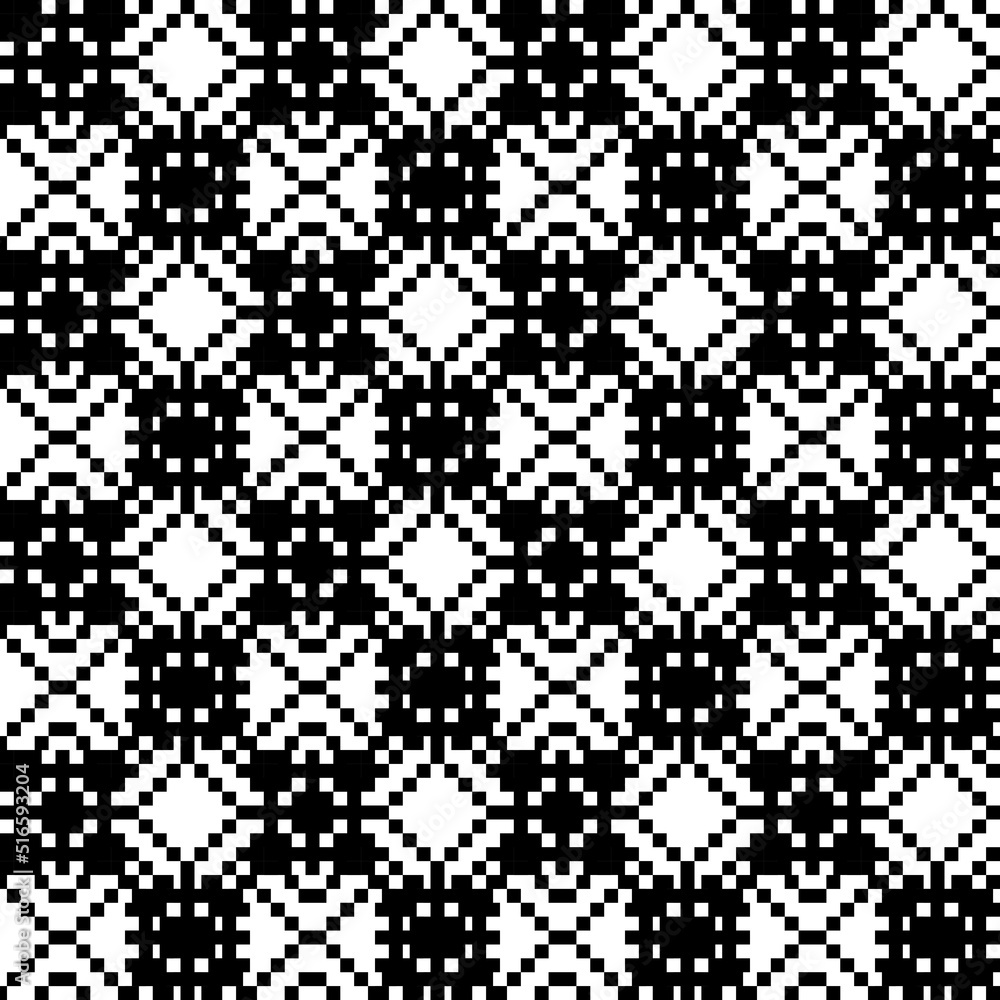 Poster Black and white pixelated minimal pattern. Vector.
