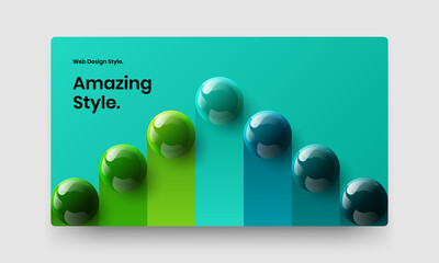 Trendy 3D spheres landing page concept. Minimalistic book cover vector design layout.