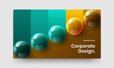 Vivid corporate cover design vector layout. Geometric 3D spheres web banner illustration.