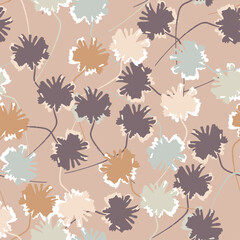 seamless plants pattern background with little monochrome flowers , greeting card or fabric