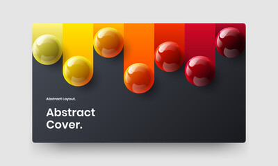 Geometric 3D spheres leaflet layout. Isolated web banner vector design illustration.