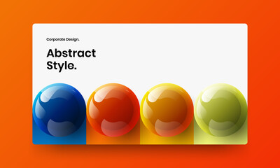 Simple horizontal cover design vector layout. Abstract realistic balls annual report concept.