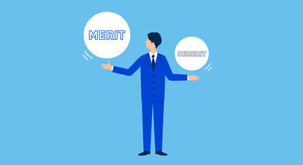 メリットとデメリットの比較イメージイラスト、ベクター