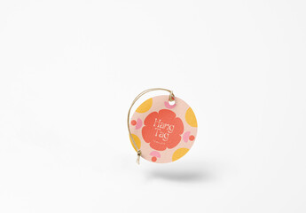 Circular Hang Tag Mockup Floating