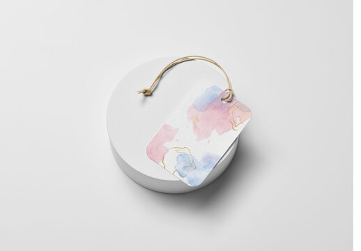Mockup of a Hang Tag on a Circle