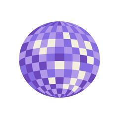 Purple disco ball. Vector flat illustration on  isolated background. Template for greeting cards, posters