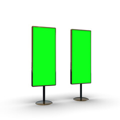 Blank City billboard stand green screen advertisement Banner for marketing Blank 3d rendering