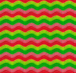 Seamless crochet zigzag pattern is crocheted in bright neon threads.  Acrylic baby yarn. African style.