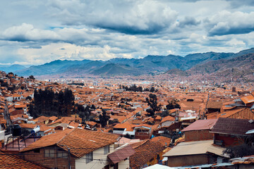 Cusco, Peru. Top view of the old city.