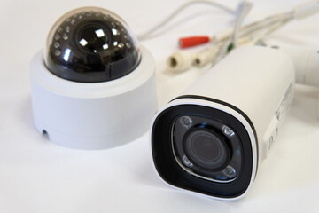 Security system with CCTV cameras. Equipment for video surveillance. Good for a security engineering or advertising site