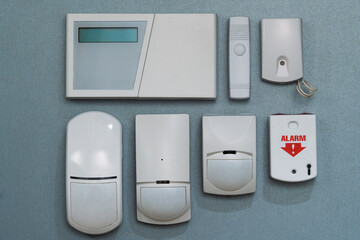 Close-up of home security equipment. Home security system. selective focus