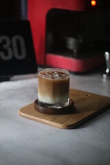 Ice latte on the table 