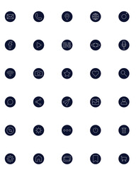 Social media icons set for web. Contain icons as mail, wifi, camera, microphone
