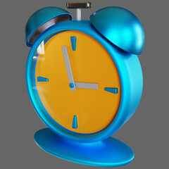 3d rendering of blue alarm clock