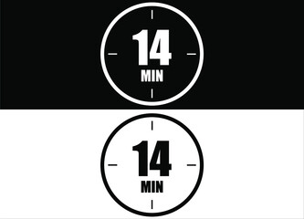 14 minutes. Set of white and black clock with appointment.