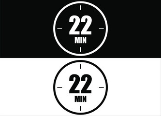 22 minutes. Set of white and black clock with appointment.