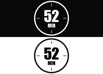 52 minutes. Set of white and black clock with appointment.