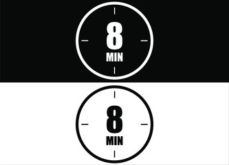 8 minutes. Set of white and black clock with appointment.