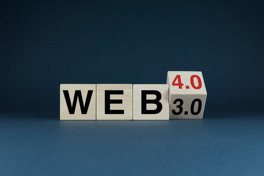 Cubes form words Web 3.0 or 4.0. Web 3.0 or 4.0 concept