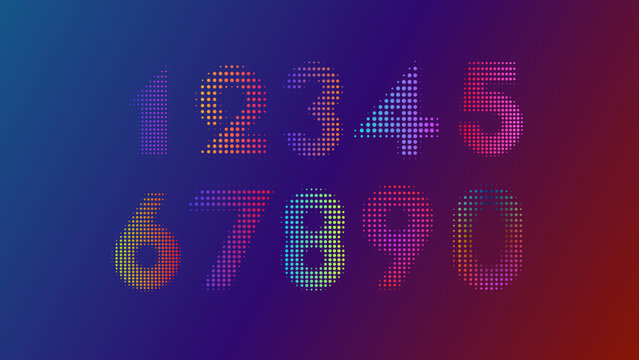 Halftone Numbers with Gradient Colors