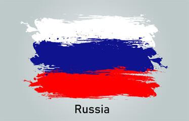 Flag of Russia brush stroke grunge style banner background. vector.