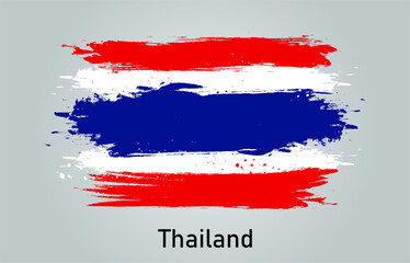 Flag of Thailand brush stroke grunge style banner background. vector.