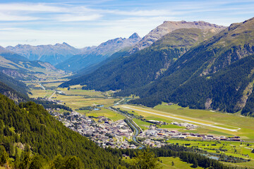 Engadine region in Switzerland, town of Samaden near Sankt Moritz - 516601279