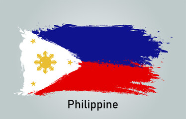 Flag of Philippine brush stroke grunge style banner background. vector.