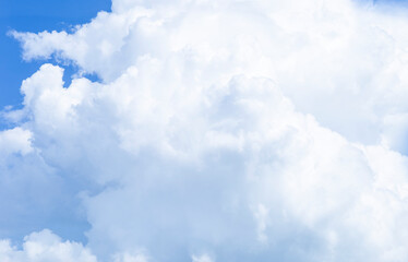 Closeup white cloud on blue sky, nature background