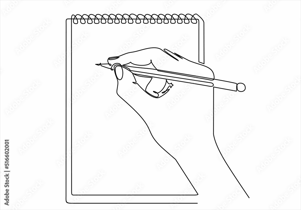 Aufkleber single continuous line drawing of hand gesture on notepad. business to do list concept one line draw
