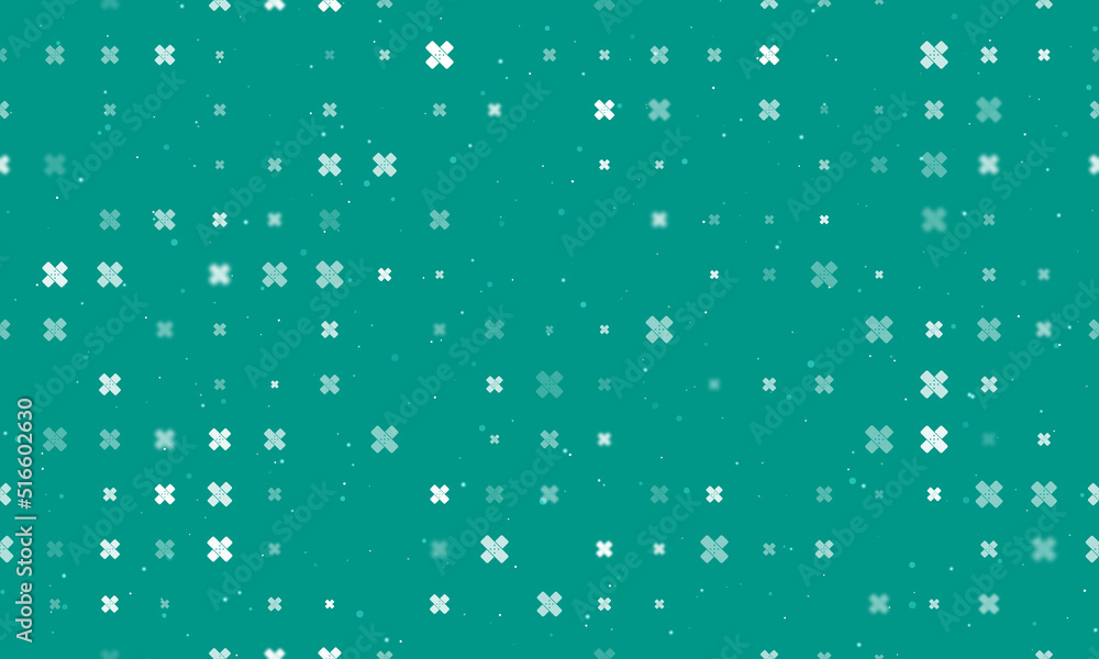 Poster seamless background pattern of evenly spaced white adhesive plaster symbols of different sizes and o