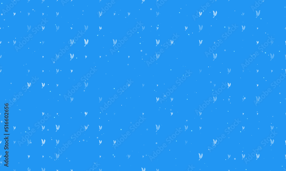 Poster seamless background pattern of evenly spaced white wheat symbols of different sizes and opacity. vec