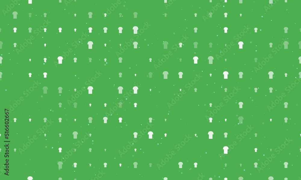 Poster seamless background pattern of evenly spaced white t-shirt symbols of different sizes and opacity. v