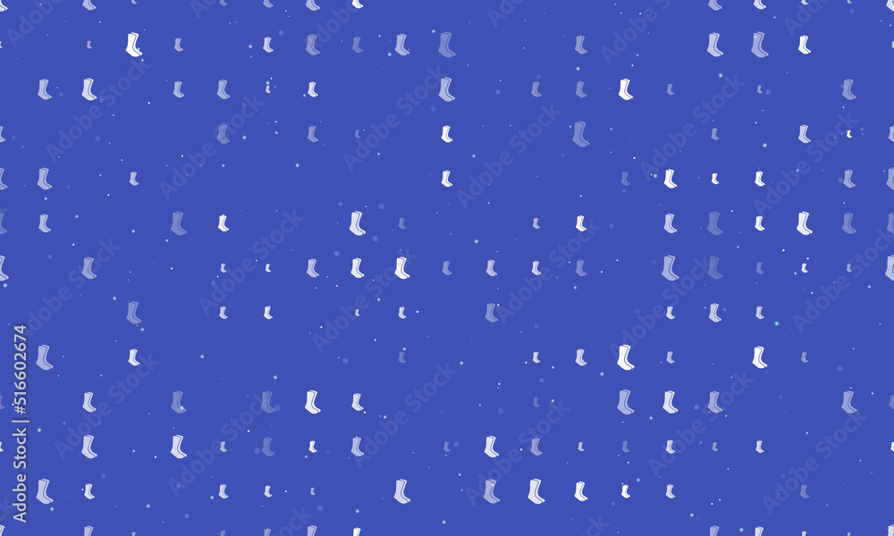 Aufkleber seamless background pattern of evenly spaced white socks symbols of different sizes and opacity. vec