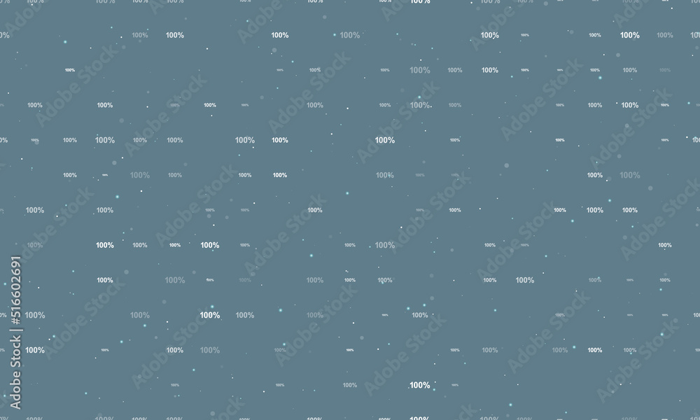 Poster seamless background pattern of evenly spaced white 100 percent symbols of different sizes and opacit