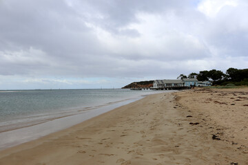 Blue waters of Barwon River at Barwon Heads in Geelong, Australia