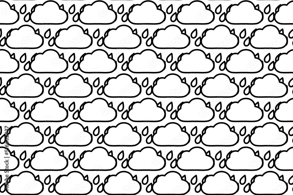 Poster seamless pattern completely filled with outlines of rain symbols. elements are evenly spaced. vector