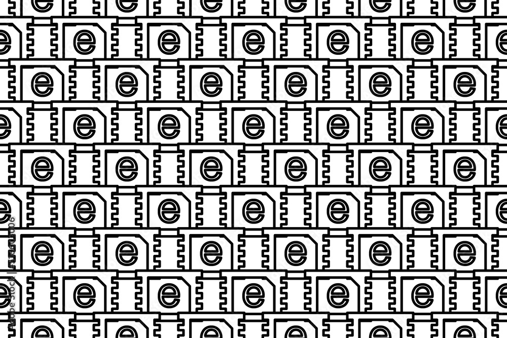 Poster seamless pattern completely filled with outlines of esim symbols. elements are evenly spaced. vector