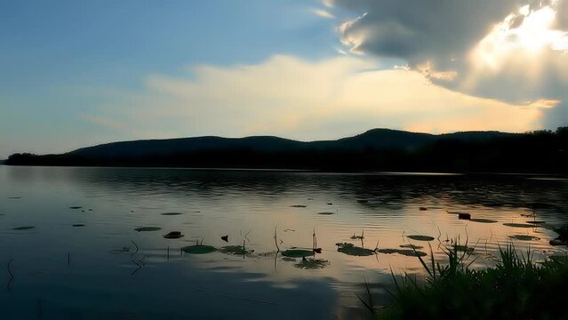 Sunset Overview of Lake Corgeno.