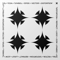 Minimal element with refraction and distortion effect. Abstract sign, a symbol for a promotional poster, music poster, sale banner, brochure, or logo for your brand. Eps10 vector.