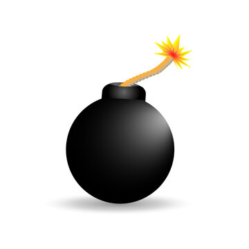 bomb with a burning wick on a white background