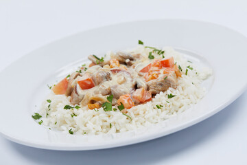  rice with meat on white
