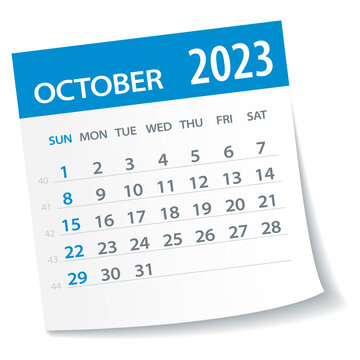 October 2023 Calendar Leaf - Vector Illustration