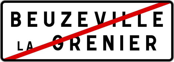 Panneau sortie ville agglomération Beuzeville-la-Grenier / Town exit sign Beuzeville-la-Grenier