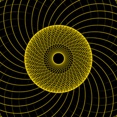 Abstract spiral lines golden on black background